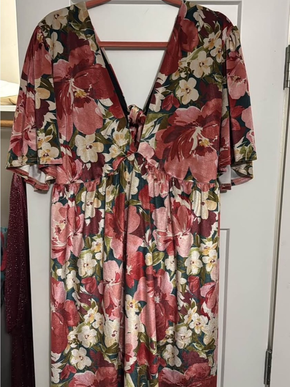 Sadie & Sage Rose and Green Floral Tie-Back Mini Dress